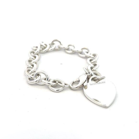 Tiffany & Co Estate Heart Charm Bracelet 7.5" Sterling Silver 34.9g TIF757 - Picture 8 of 8